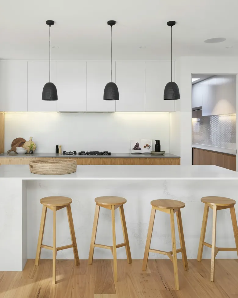 Kitchen island with pendant lighting
